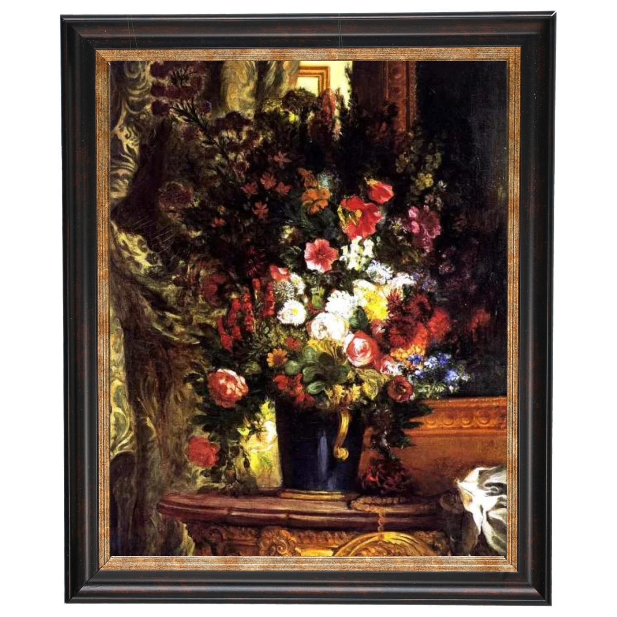 A Vase of Flowers on a Console