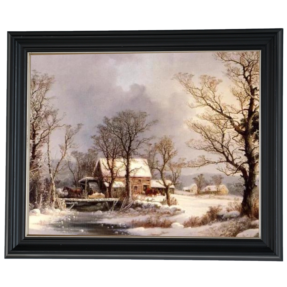 Winter in the Country, The Old Grist Mill-Vintage Wall Art Prints Decor For Living Room