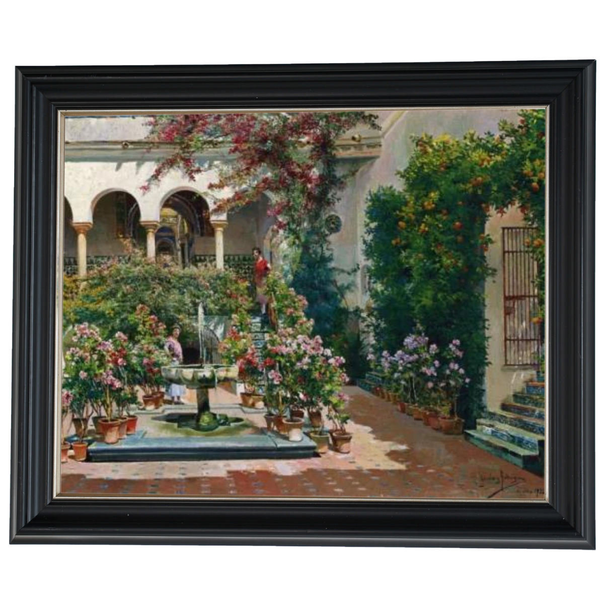 A Courtyard in Seville- Vintage Canvas Wall Art Prints Decor For Living Room
