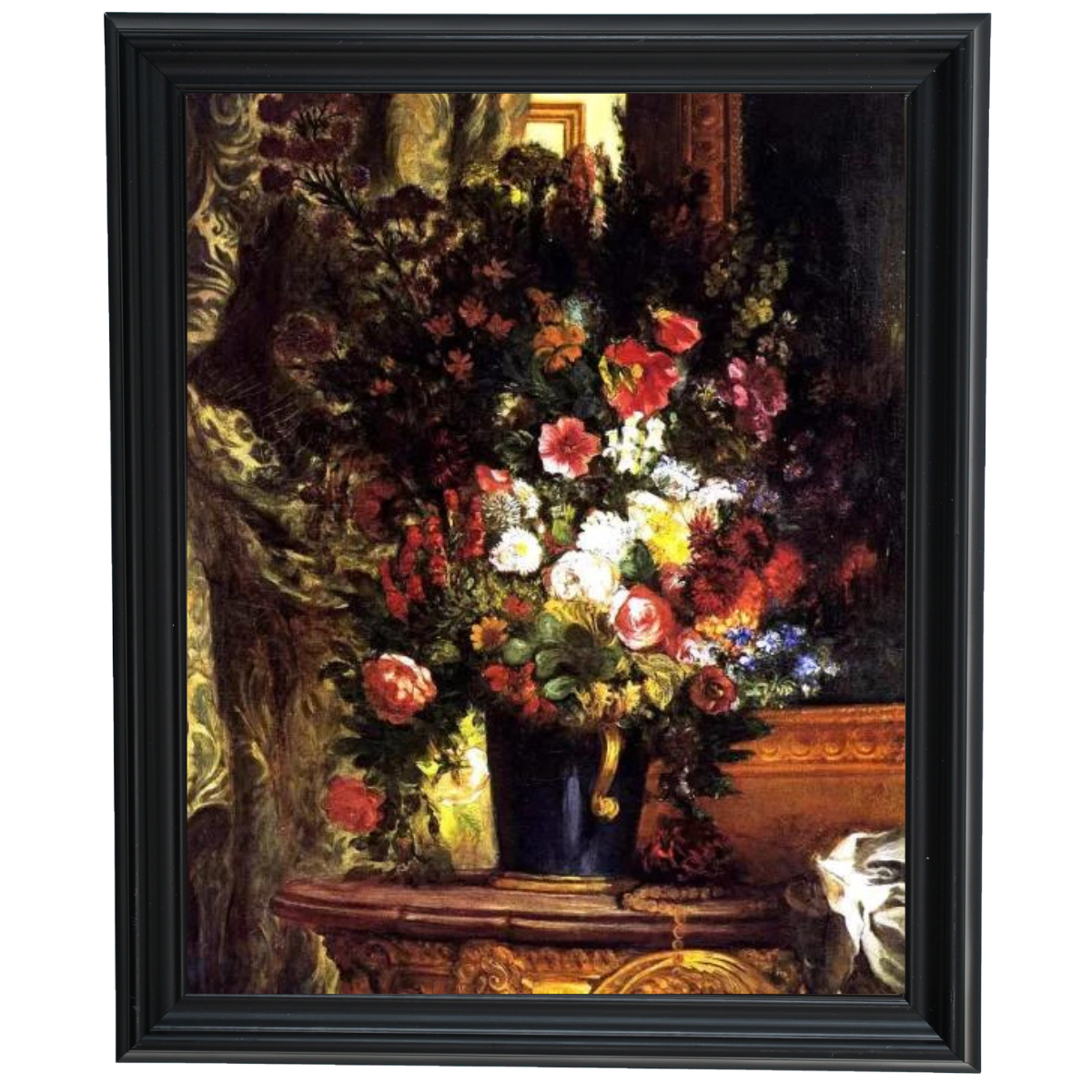 A Vase of Flowers on a Console