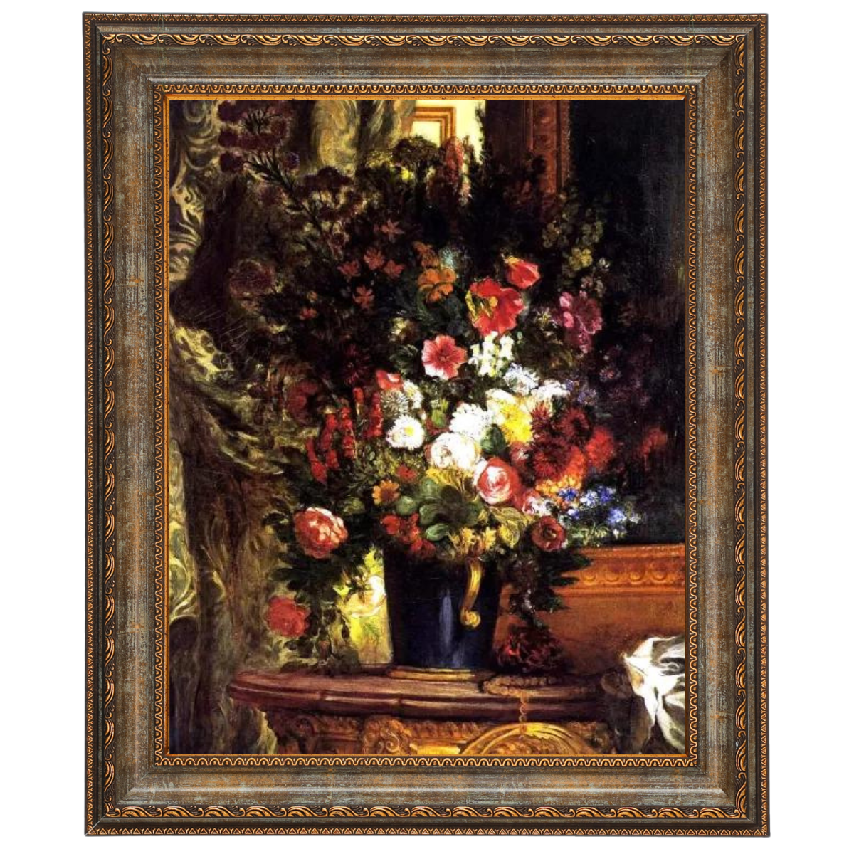 A Vase of Flowers on a Console