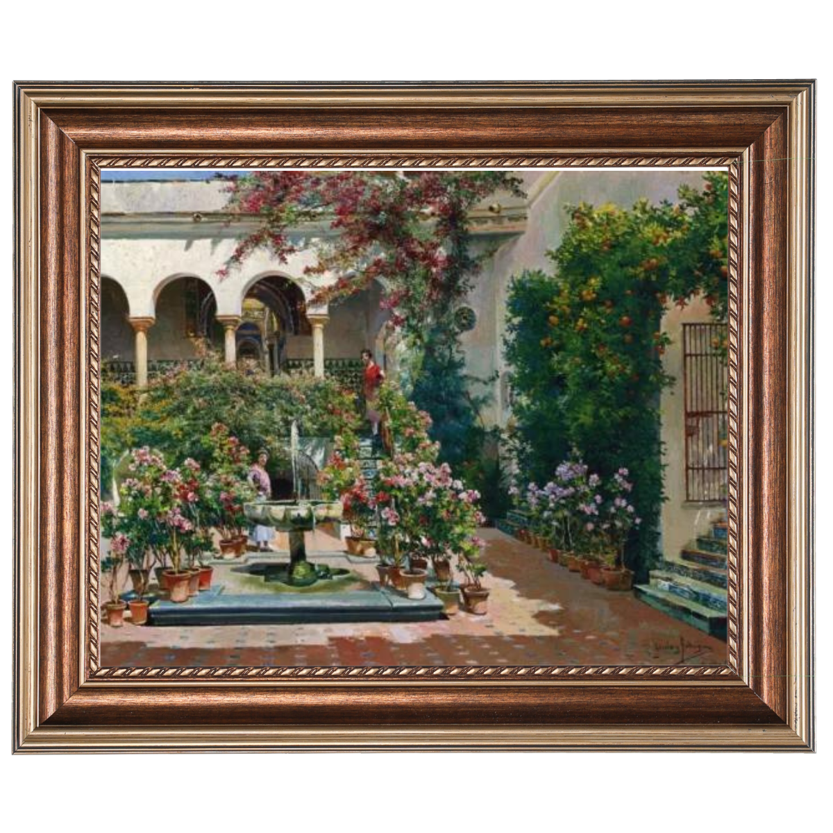 A Courtyard in Seville- Vintage Canvas Wall Art Prints Decor For Living Room