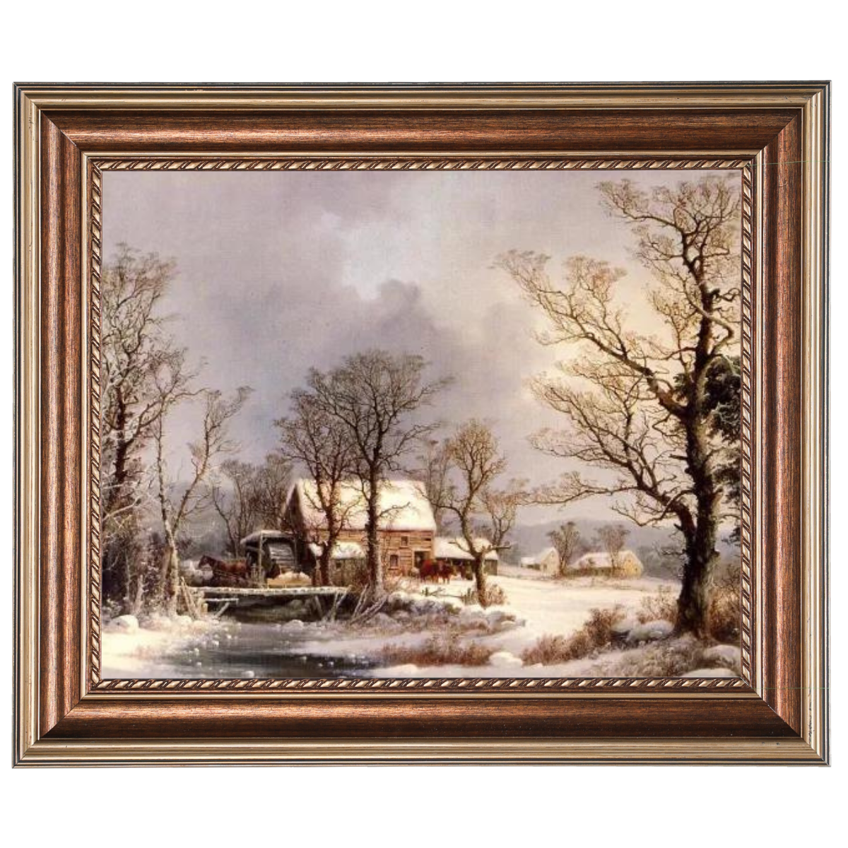 Winter in the Country, The Old Grist Mill-Vintage Wall Art Prints Decor For Living Room