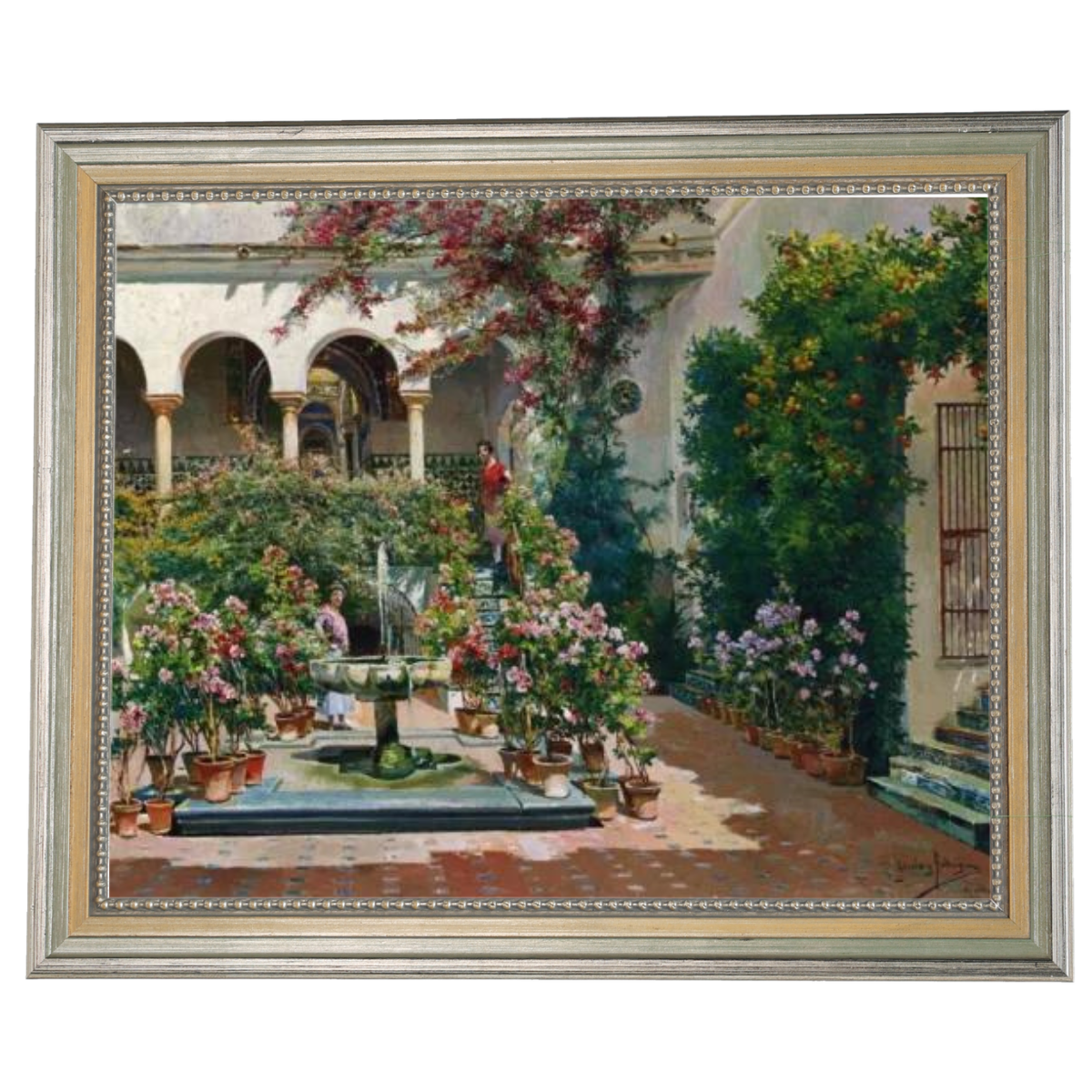 A Courtyard in Seville- Vintage Canvas Wall Art Prints Decor For Living Room