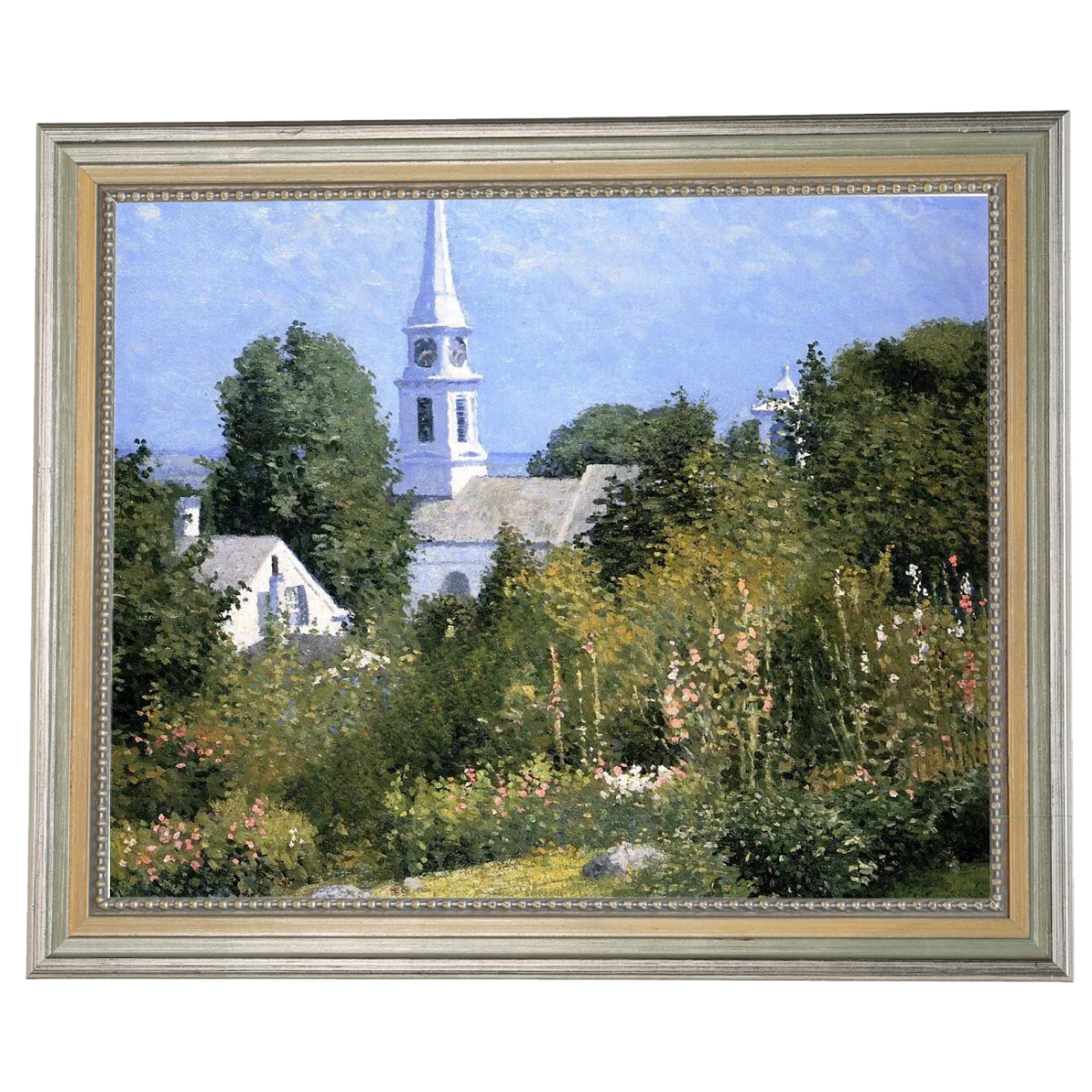 Hollyhocks Garden, Mystic, Connecticut - Country style Wall Art Prints Decor For Living Room
