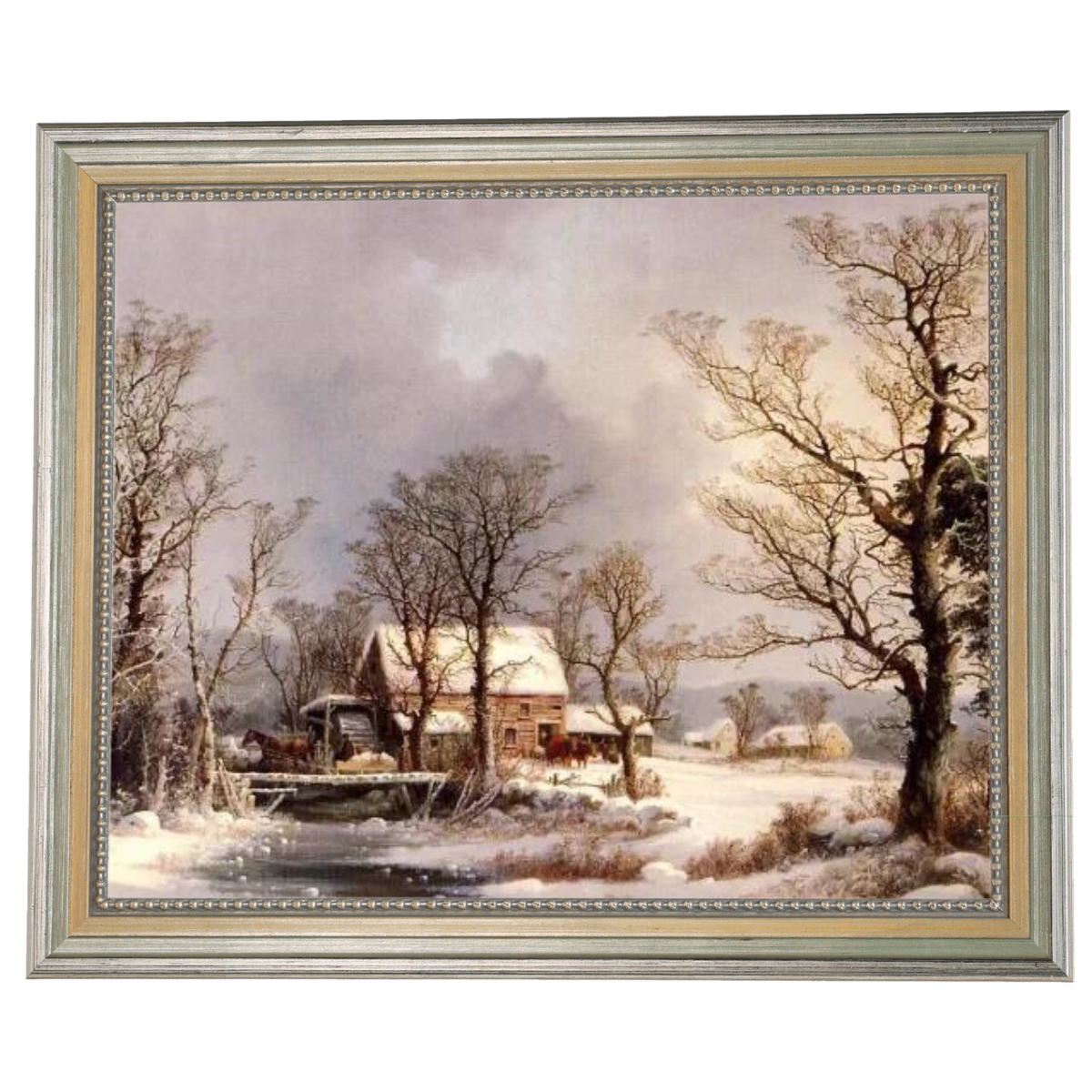 Winter in the Country, The Old Grist Mill-Vintage Wall Art Prints Decor For Living Room