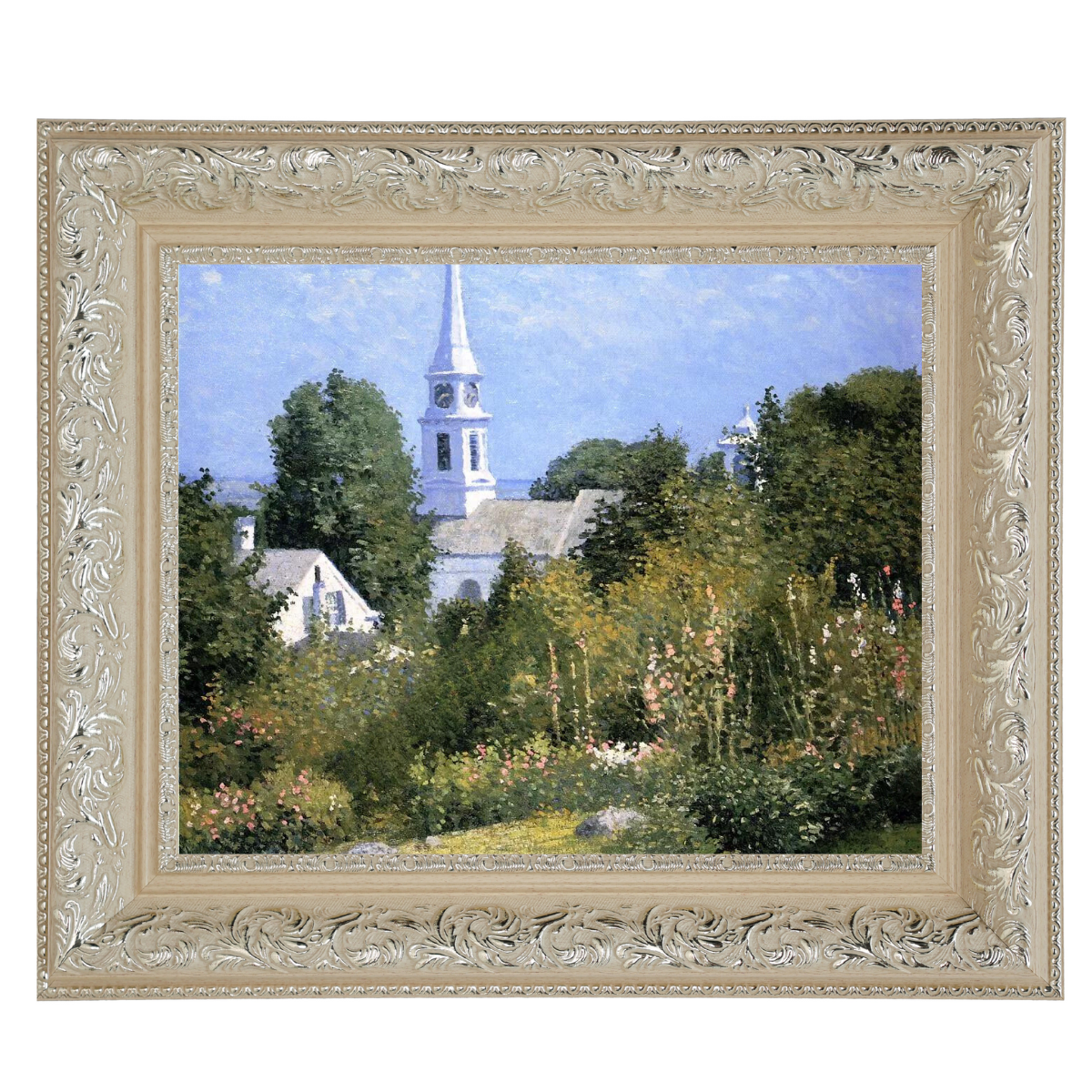 Hollyhocks Garden, Mystic, Connecticut - Country style Wall Art Prints Decor For Living Room