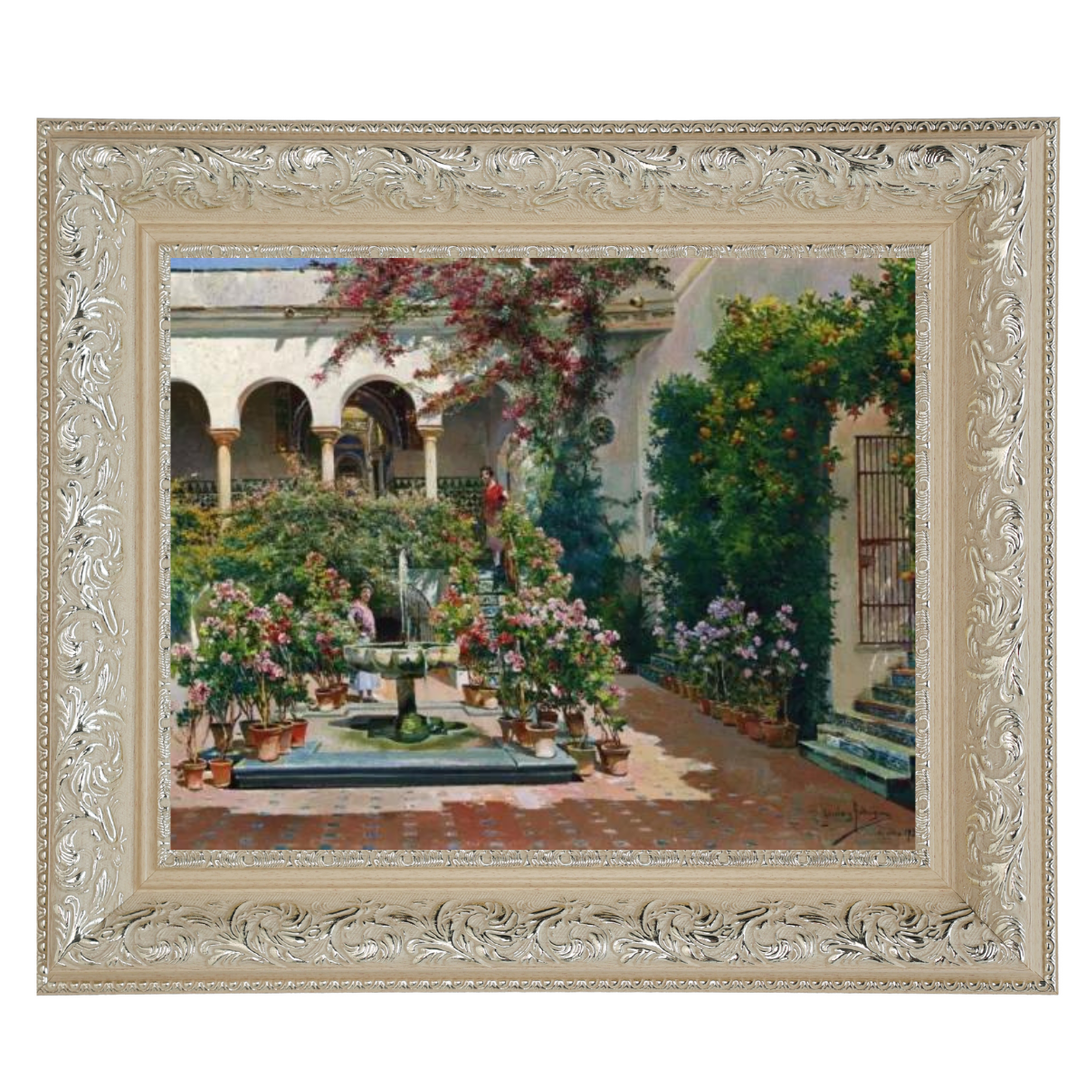 A Courtyard in Seville- Vintage Canvas Wall Art Prints Decor For Living Room