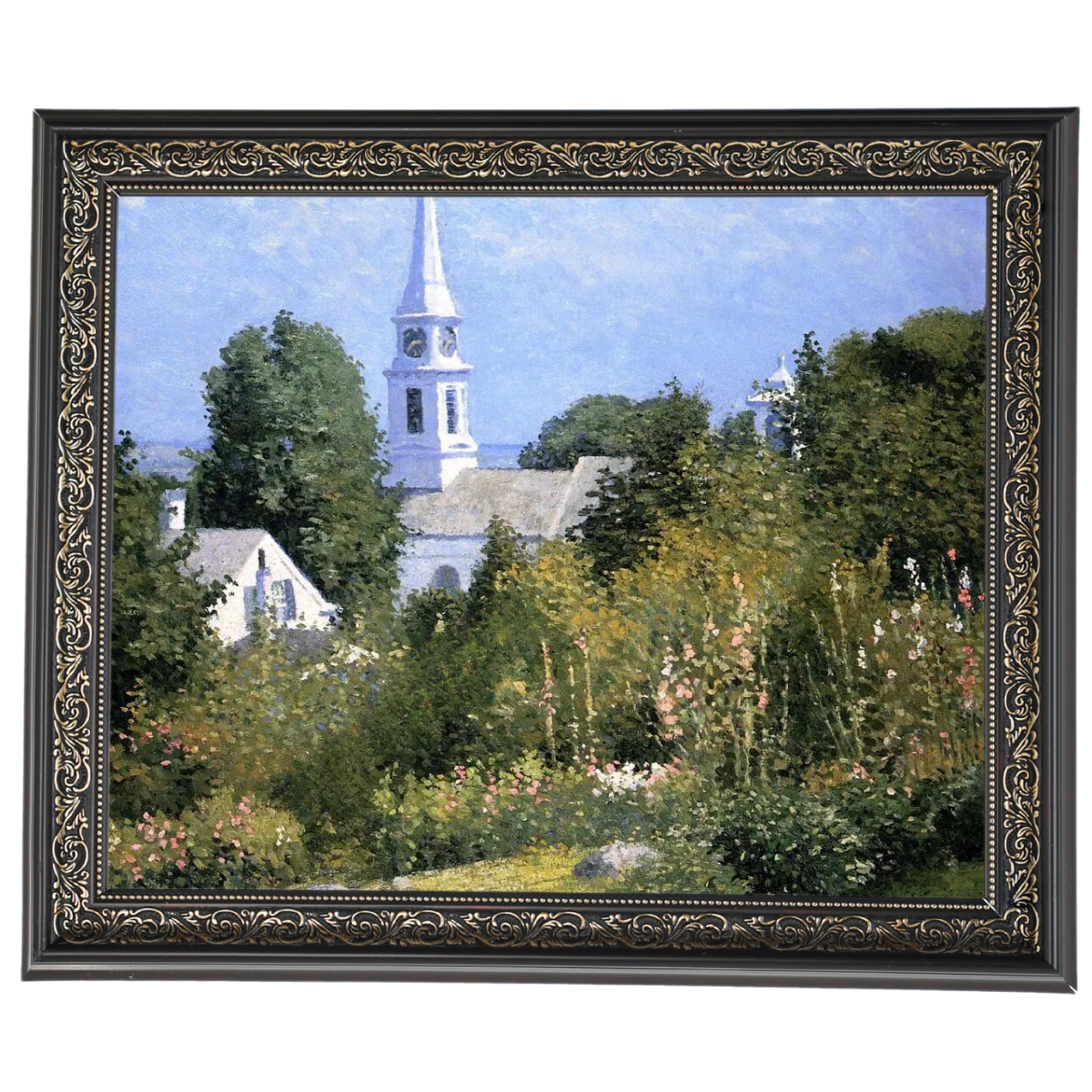 Hollyhocks Garden, Mystic, Connecticut - Country style Wall Art Prints Decor For Living Room