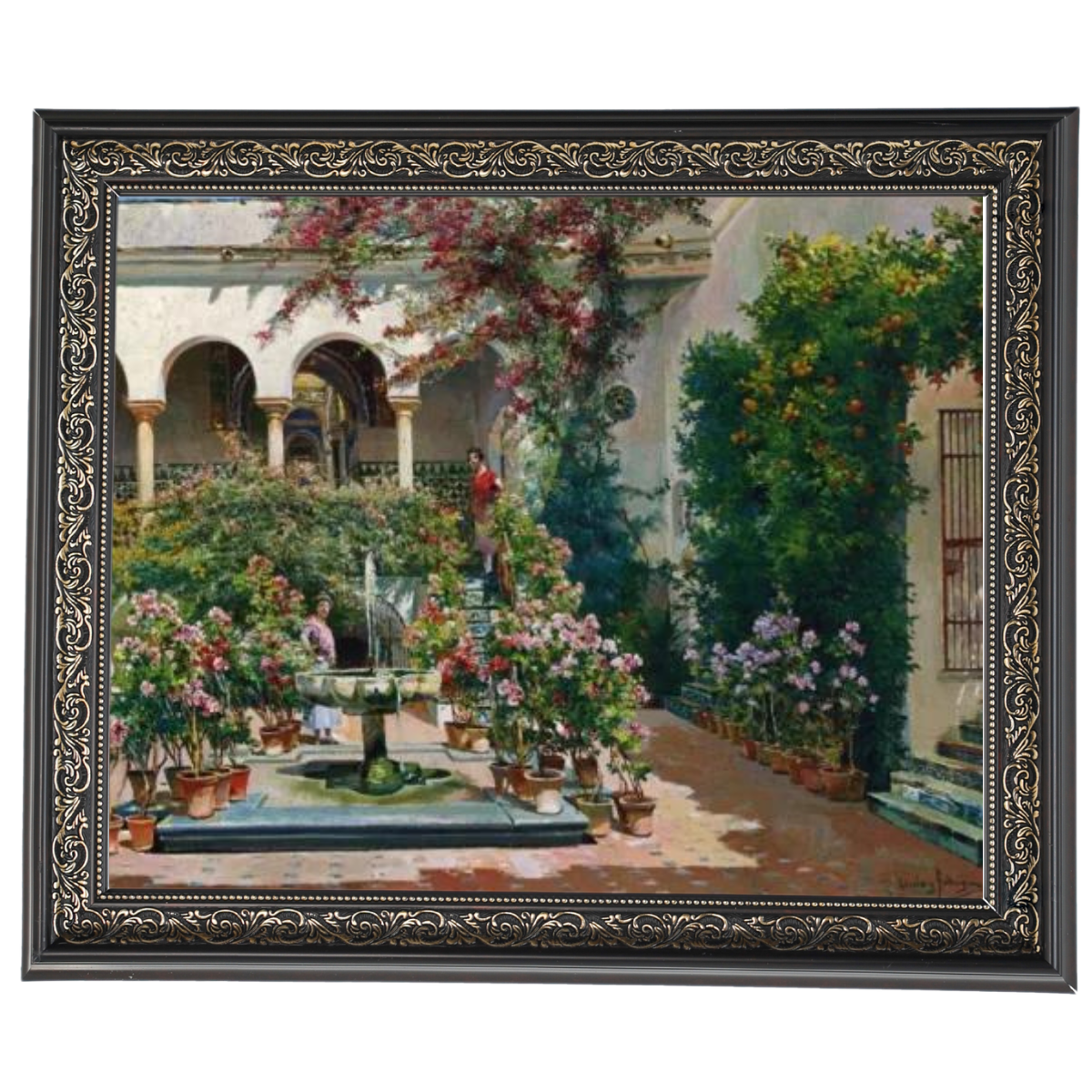A Courtyard in Seville- Vintage Canvas Wall Art Prints Decor For Living Room