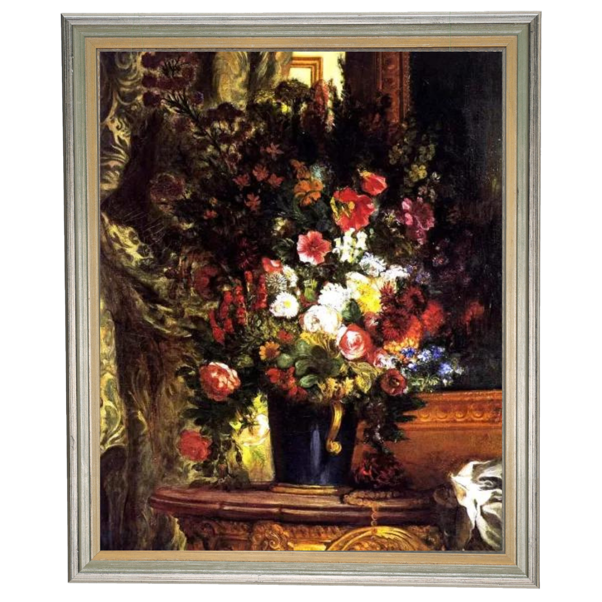 A Vase of Flowers on a Console