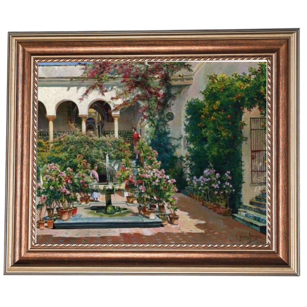 A Courtyard in Seville- Vintage Canvas Wall Art Prints Decor For Living Room