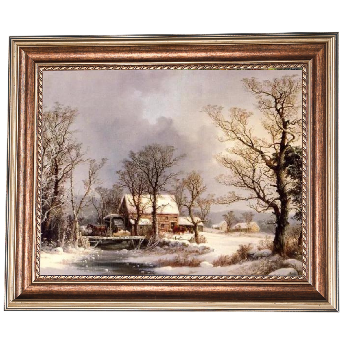Winter in the Country, The Old Grist Mill-Vintage Wall Art Prints Decor For Living Room