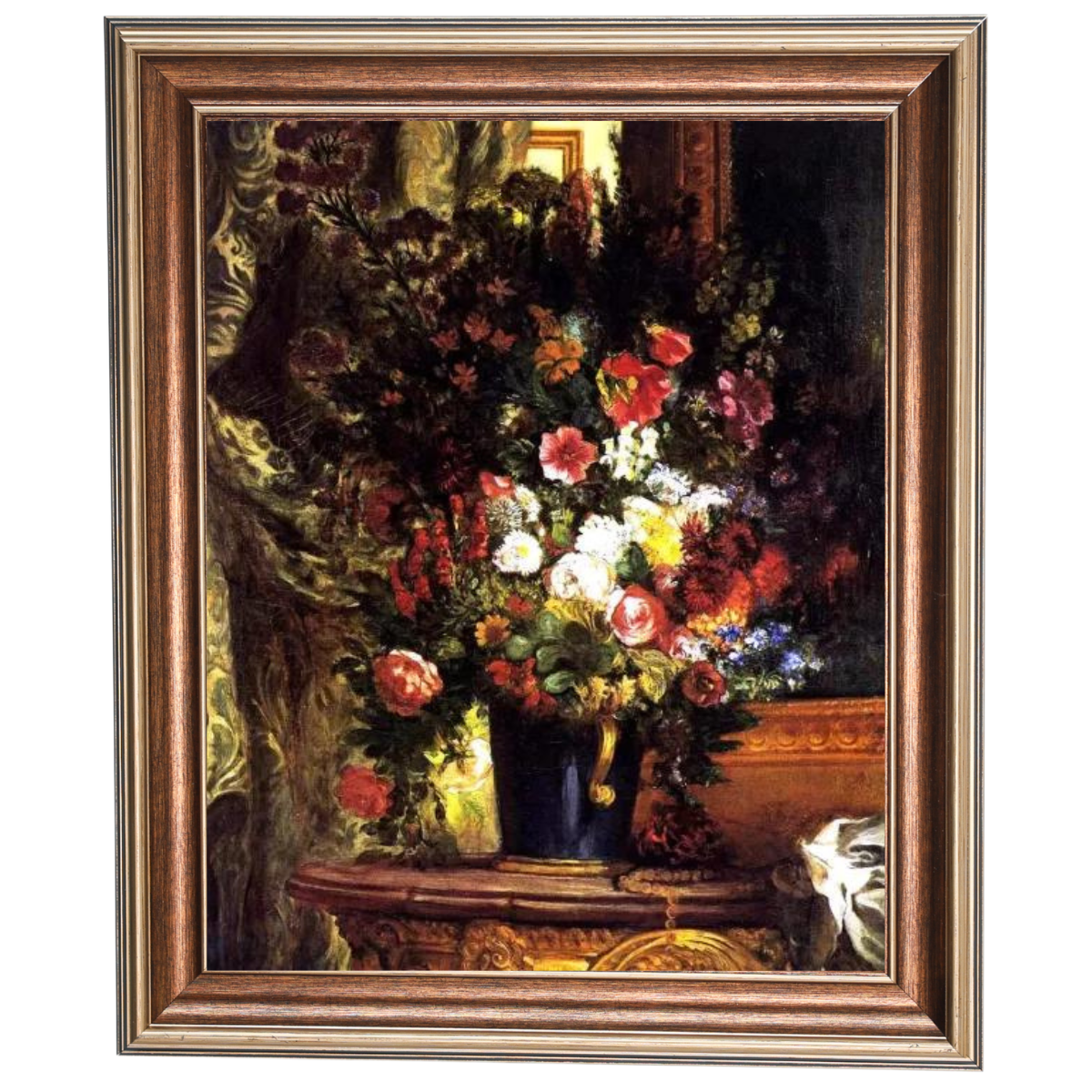 A Vase of Flowers on a Console