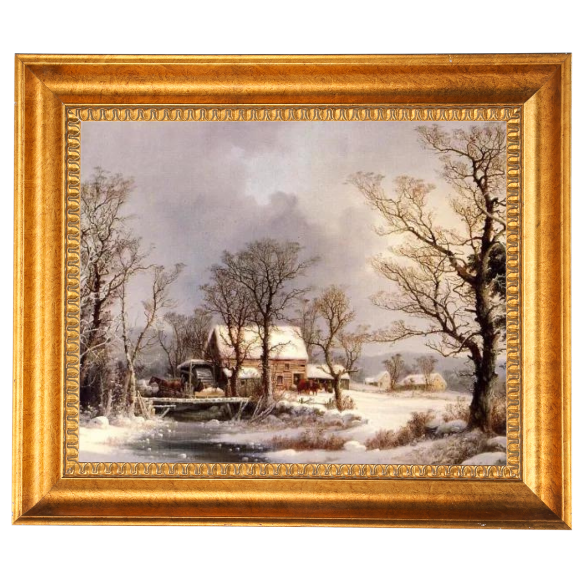 Winter in the Country, The Old Grist Mill-Vintage Wall Art Prints Decor For Living Room