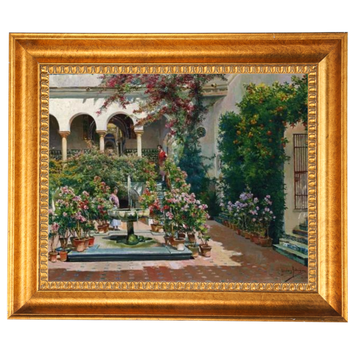 A Courtyard in Seville- Vintage Canvas Wall Art Prints Decor For Living Room