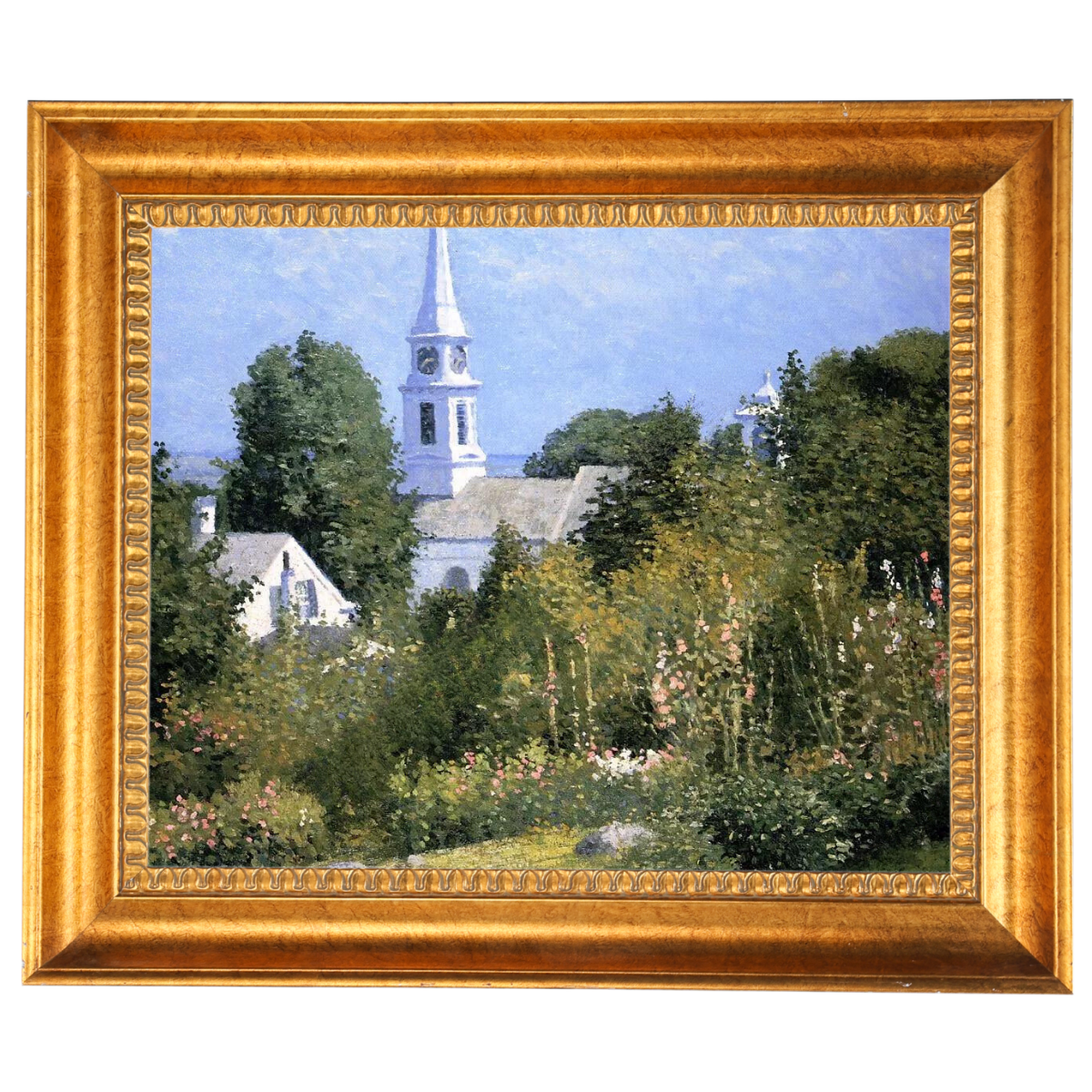 Hollyhocks Garden, Mystic, Connecticut - Country style Wall Art Prints Decor For Living Room