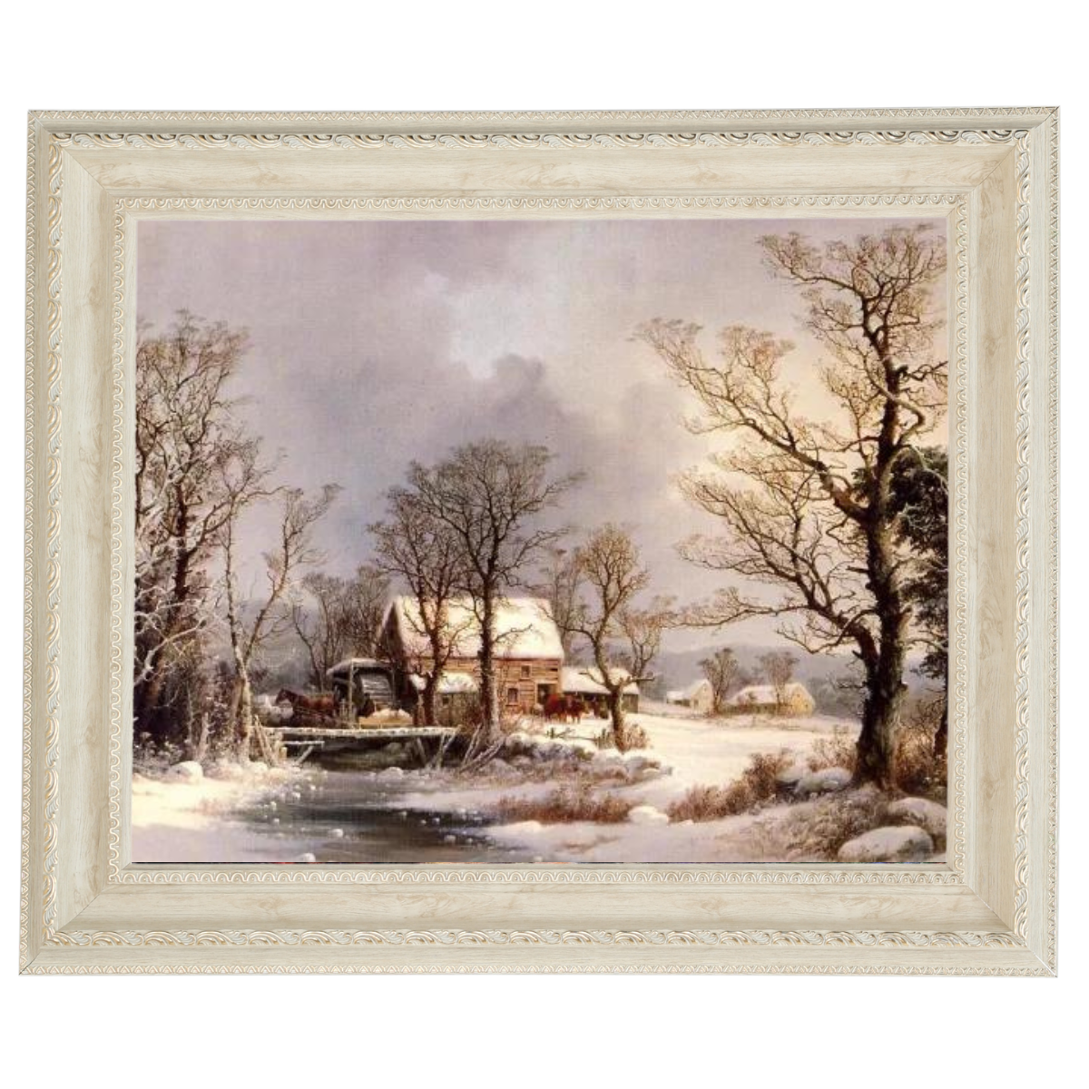 Winter in the Country, The Old Grist Mill-Vintage Wall Art Prints Decor For Living Room