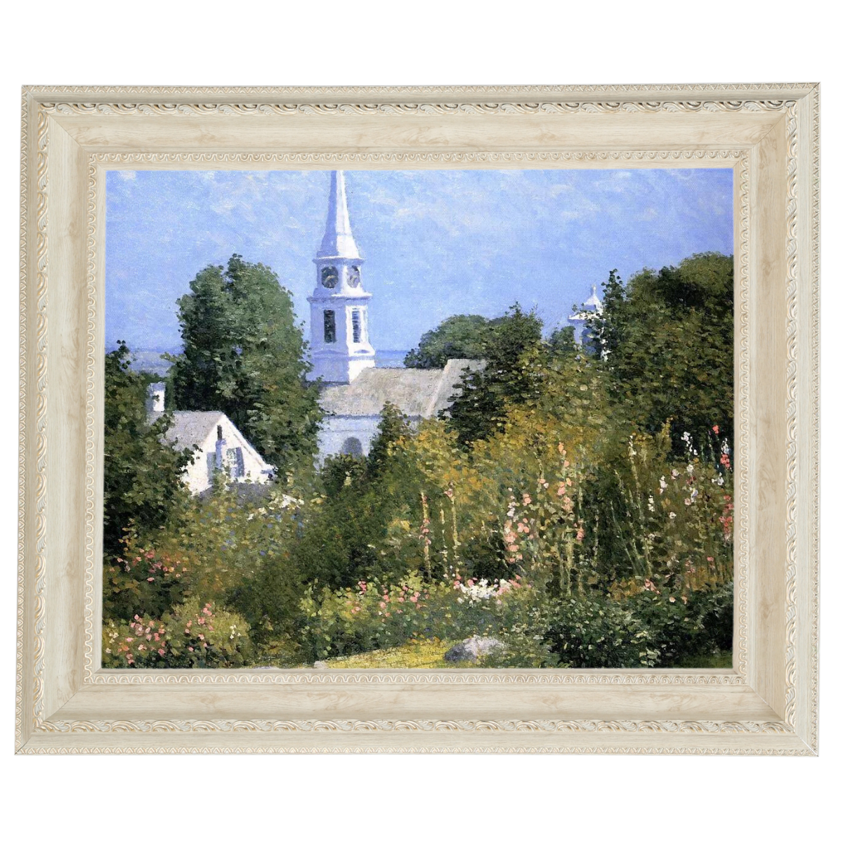 Hollyhocks Garden, Mystic, Connecticut - Country style Wall Art Prints Decor For Living Room