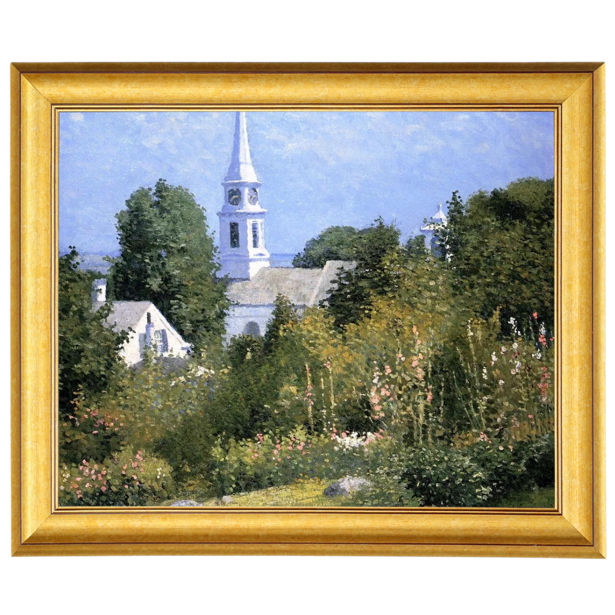 Hollyhocks Garden, Mystic, Connecticut - Country style Wall Art Prints Decor For Living Room