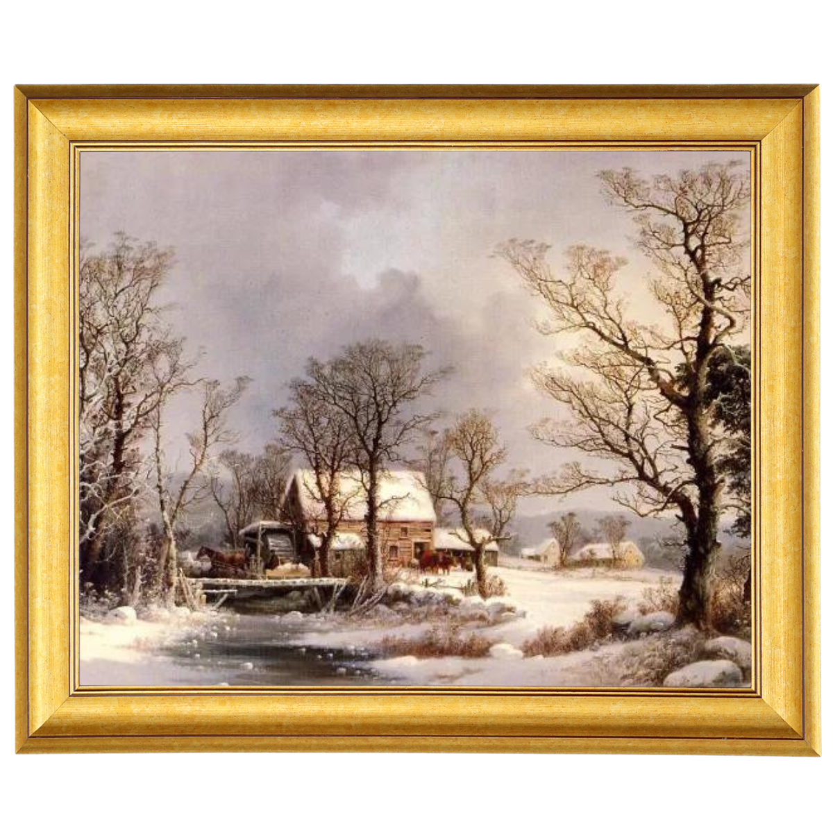 Winter in the Country, The Old Grist Mill-Vintage Wall Art Prints Decor For Living Room