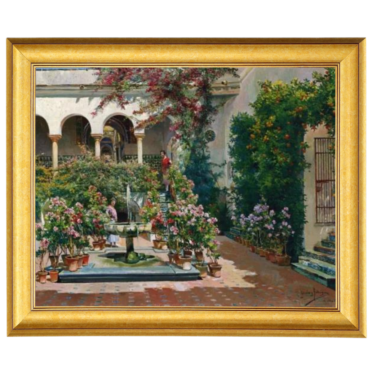A Courtyard in Seville- Vintage Canvas Wall Art Prints Decor For Living Room