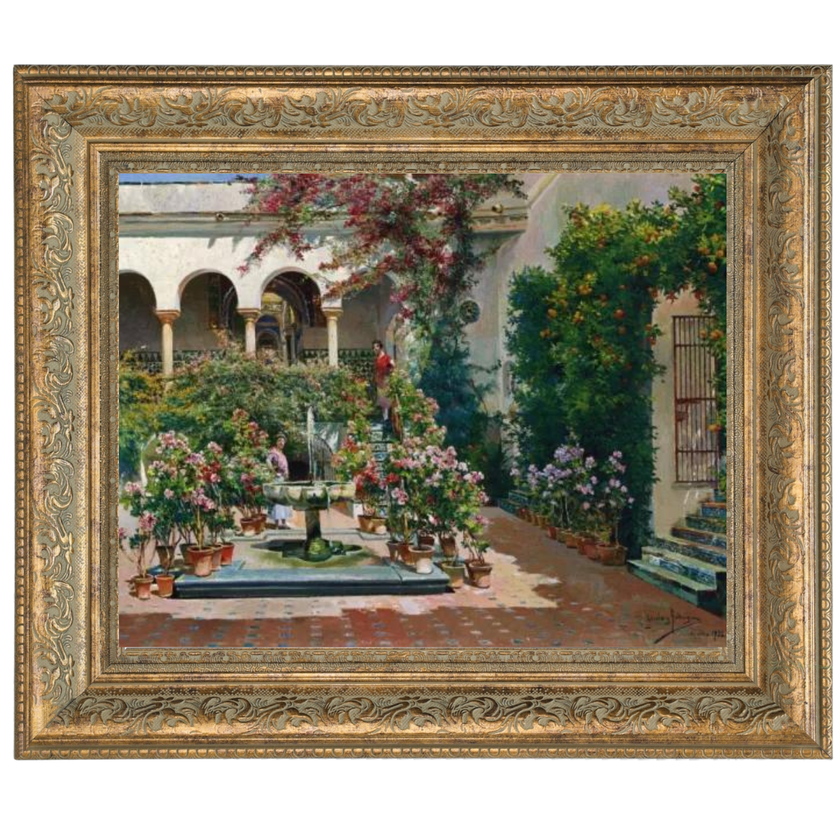 A Courtyard in Seville- Vintage Canvas Wall Art Prints Decor For Living Room