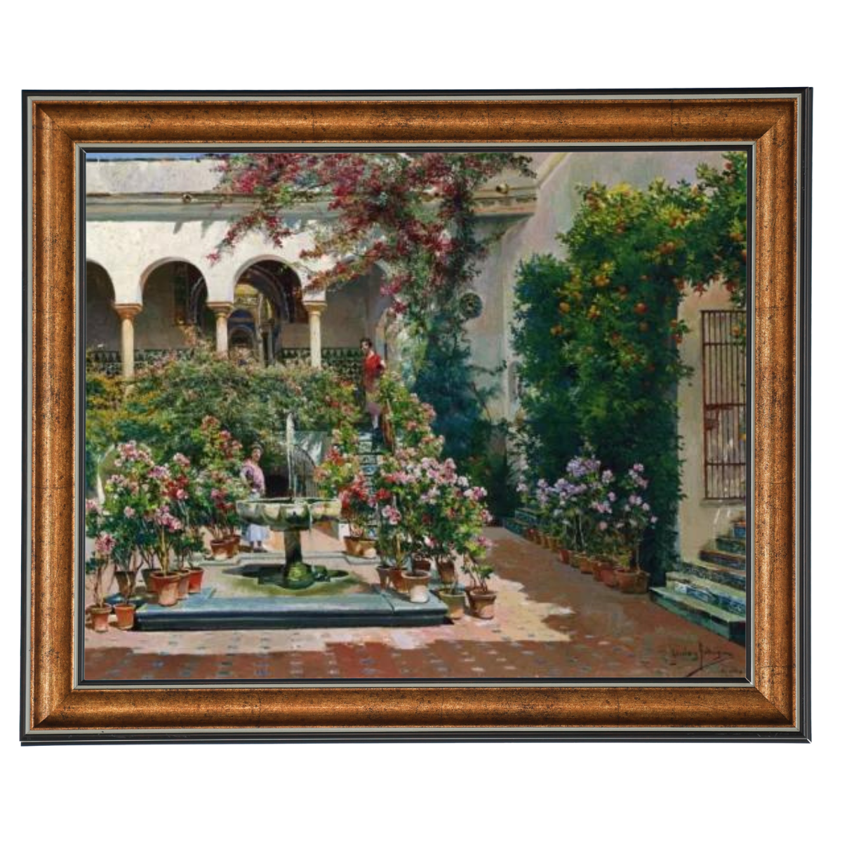 A Courtyard in Seville- Vintage Canvas Wall Art Prints Decor For Living Room