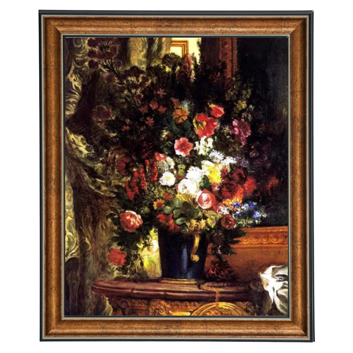 A Vase of Flowers on a Console