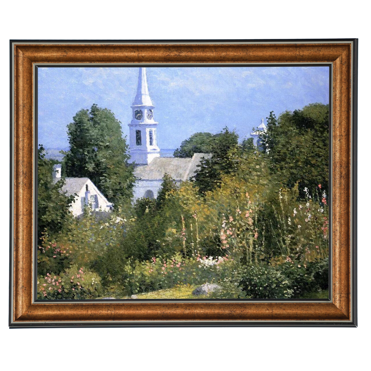 Hollyhocks Garden, Mystic, Connecticut - Country style Wall Art Prints Decor For Living Room