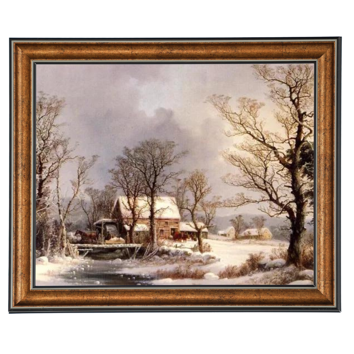Winter in the Country, The Old Grist Mill-Vintage Wall Art Prints Decor For Living Room