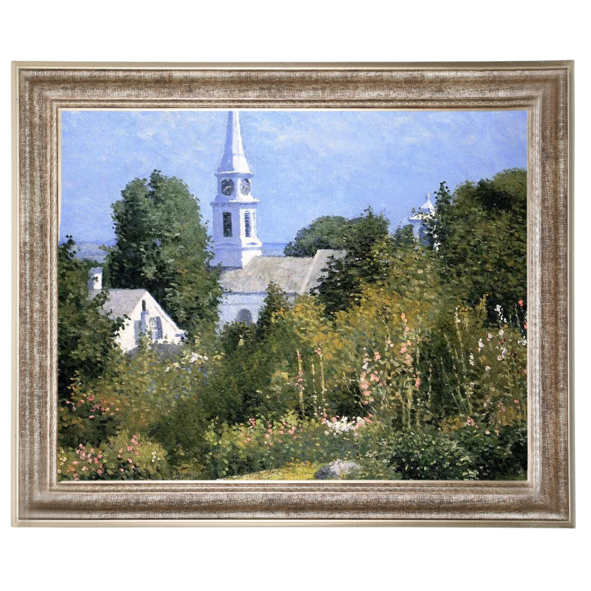 Hollyhocks Garden, Mystic, Connecticut - Country style Wall Art Prints Decor For Living Room