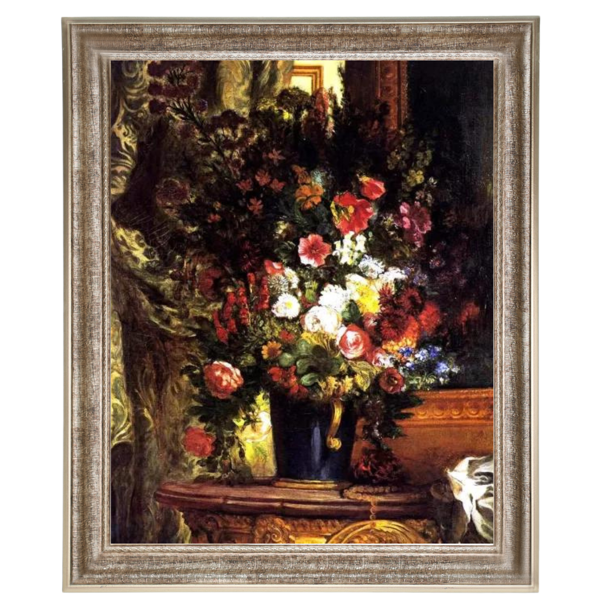 A Vase of Flowers on a Console