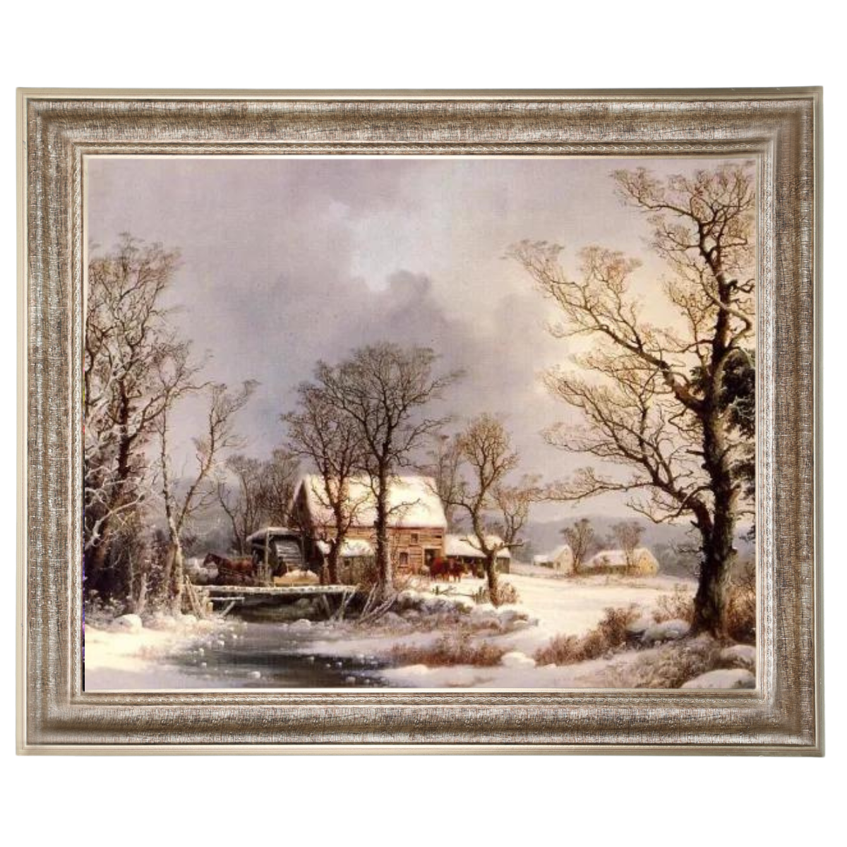 Winter in the Country, The Old Grist Mill-Vintage Wall Art Prints Decor For Living Room