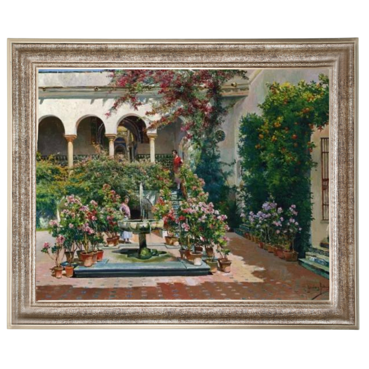 A Courtyard in Seville- Vintage Canvas Wall Art Prints Decor For Living Room