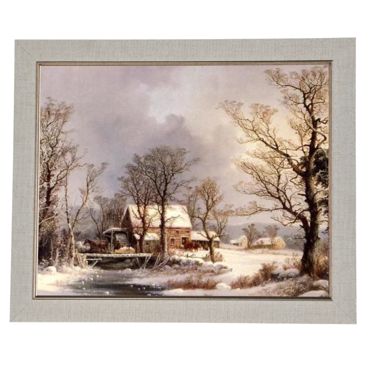 Winter in the Country, The Old Grist Mill-Vintage Wall Art Prints Decor For Living Room