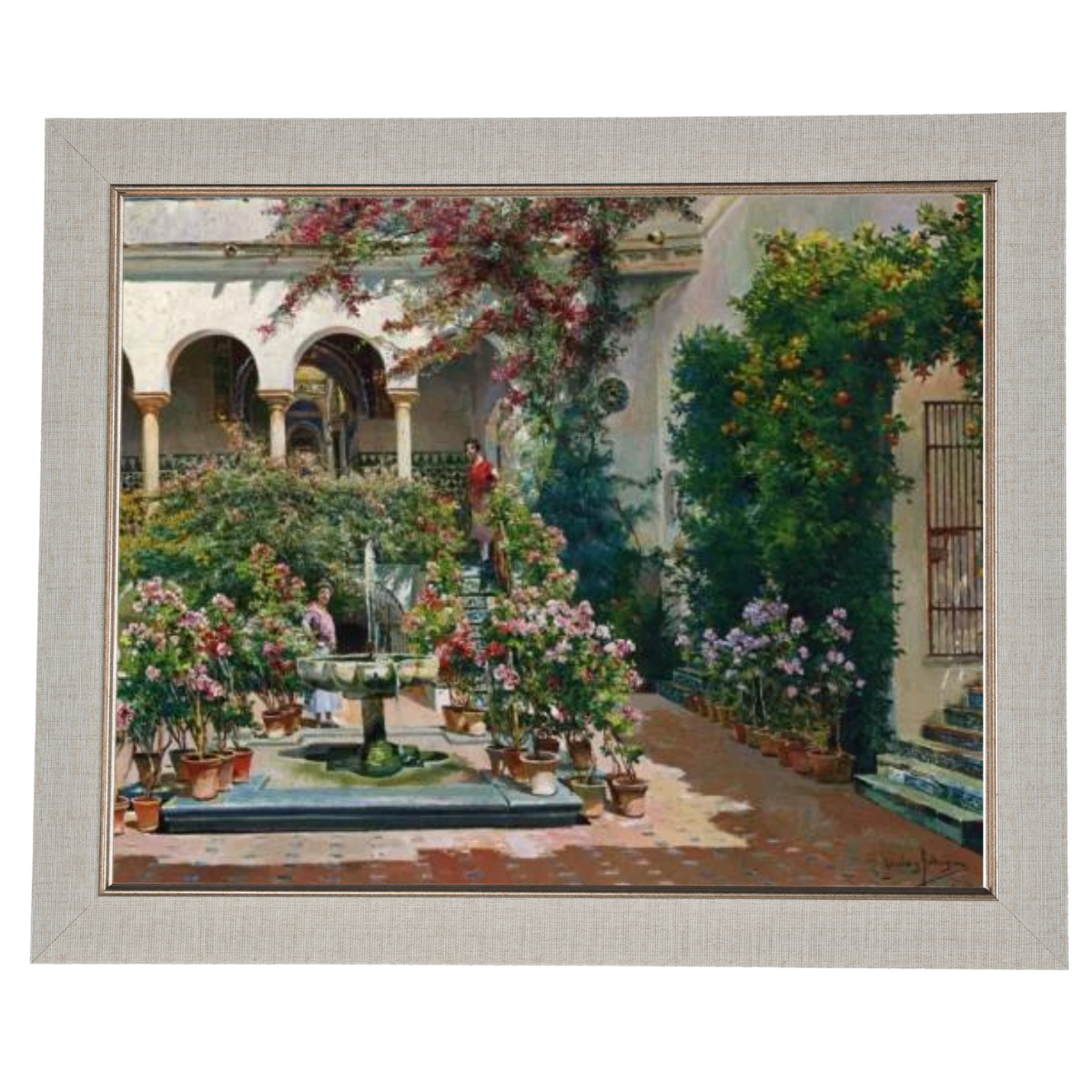 A Courtyard in Seville- Vintage Canvas Wall Art Prints Decor For Living Room