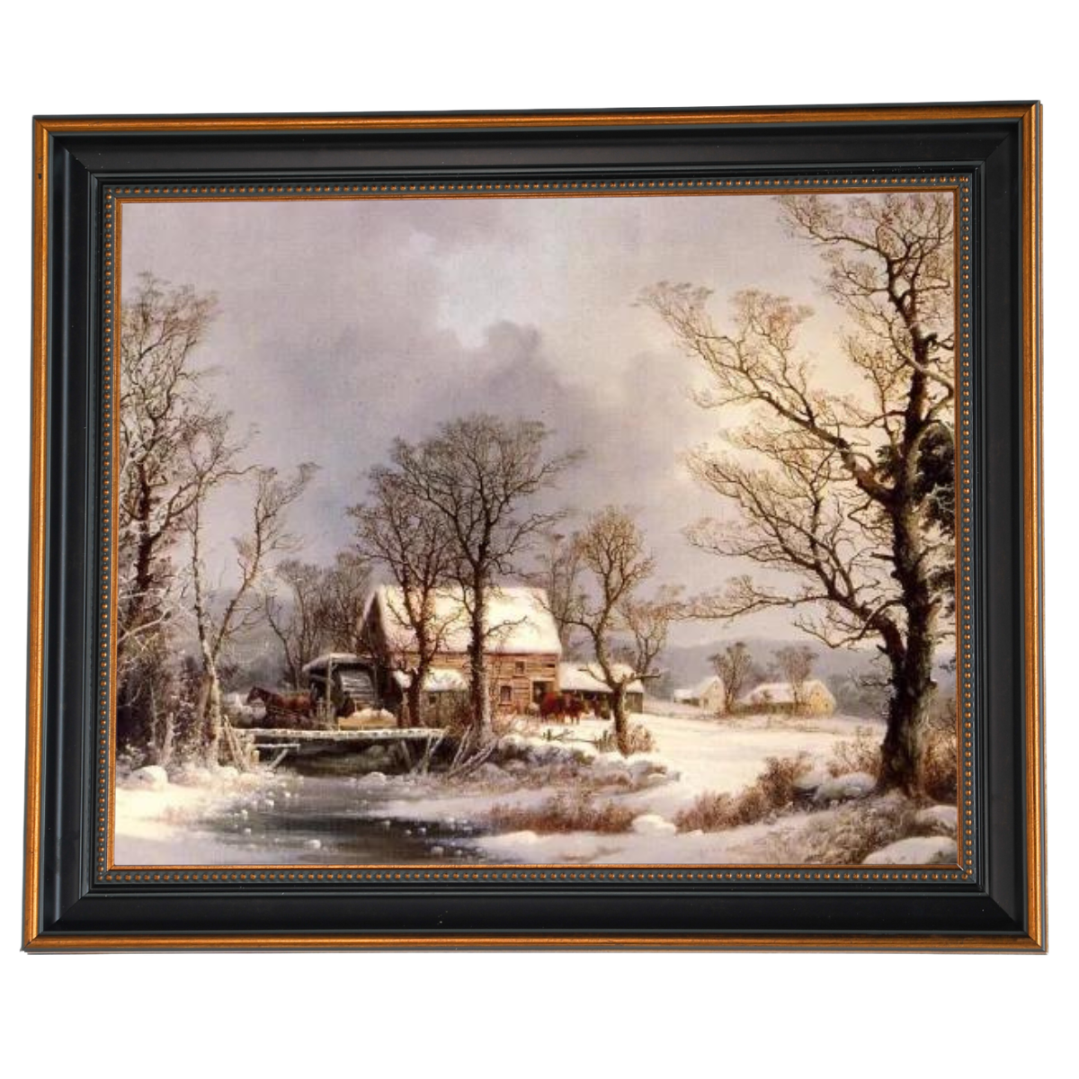 Winter in the Country, The Old Grist Mill-Vintage Wall Art Prints Decor For Living Room