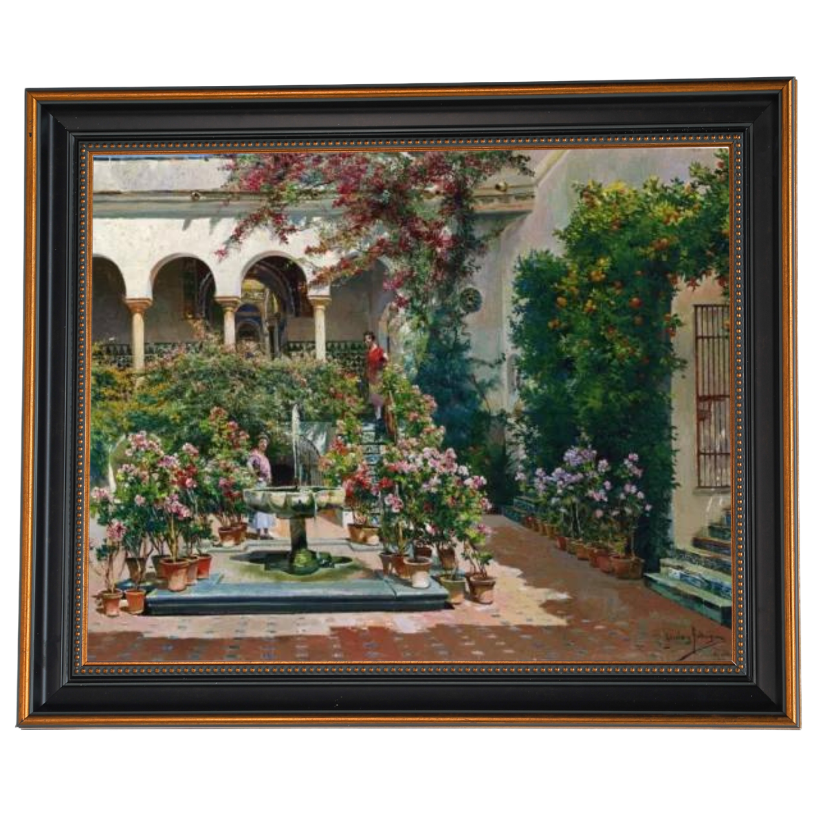 A Courtyard in Seville- Vintage Canvas Wall Art Prints Decor For Living Room