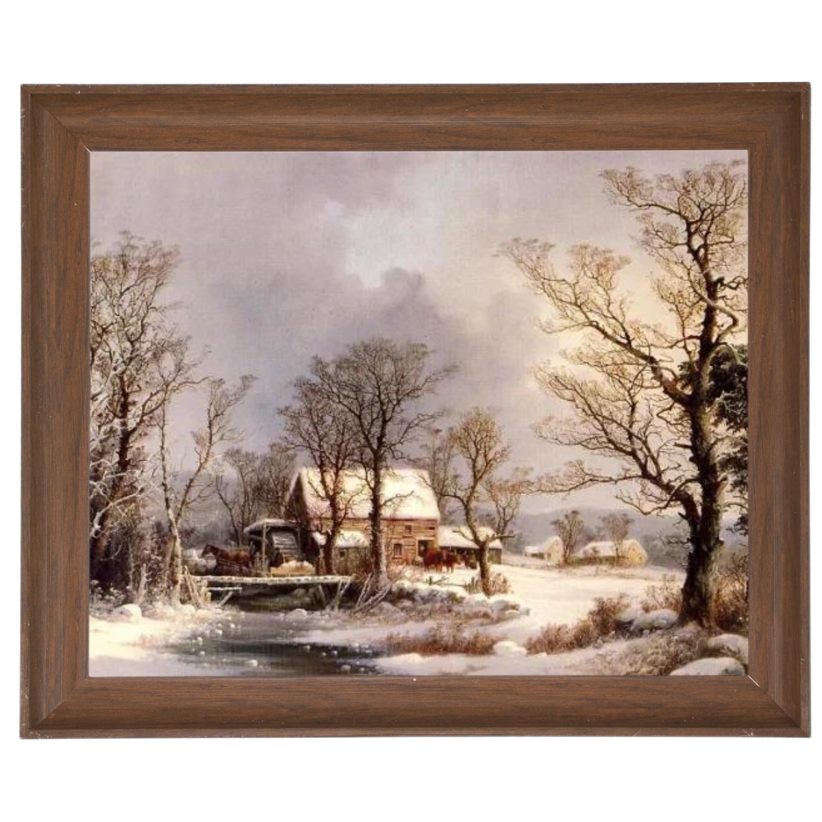 Winter in the Country, The Old Grist Mill-Vintage Wall Art Prints Decor For Living Room