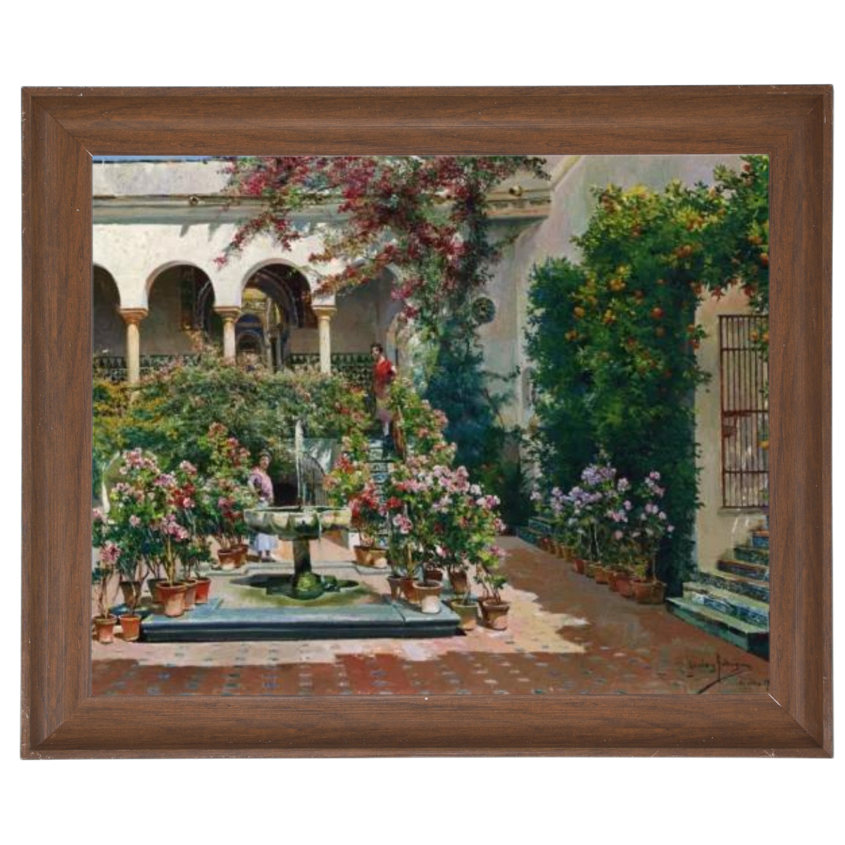 A Courtyard in Seville- Vintage Canvas Wall Art Prints Decor For Living Room