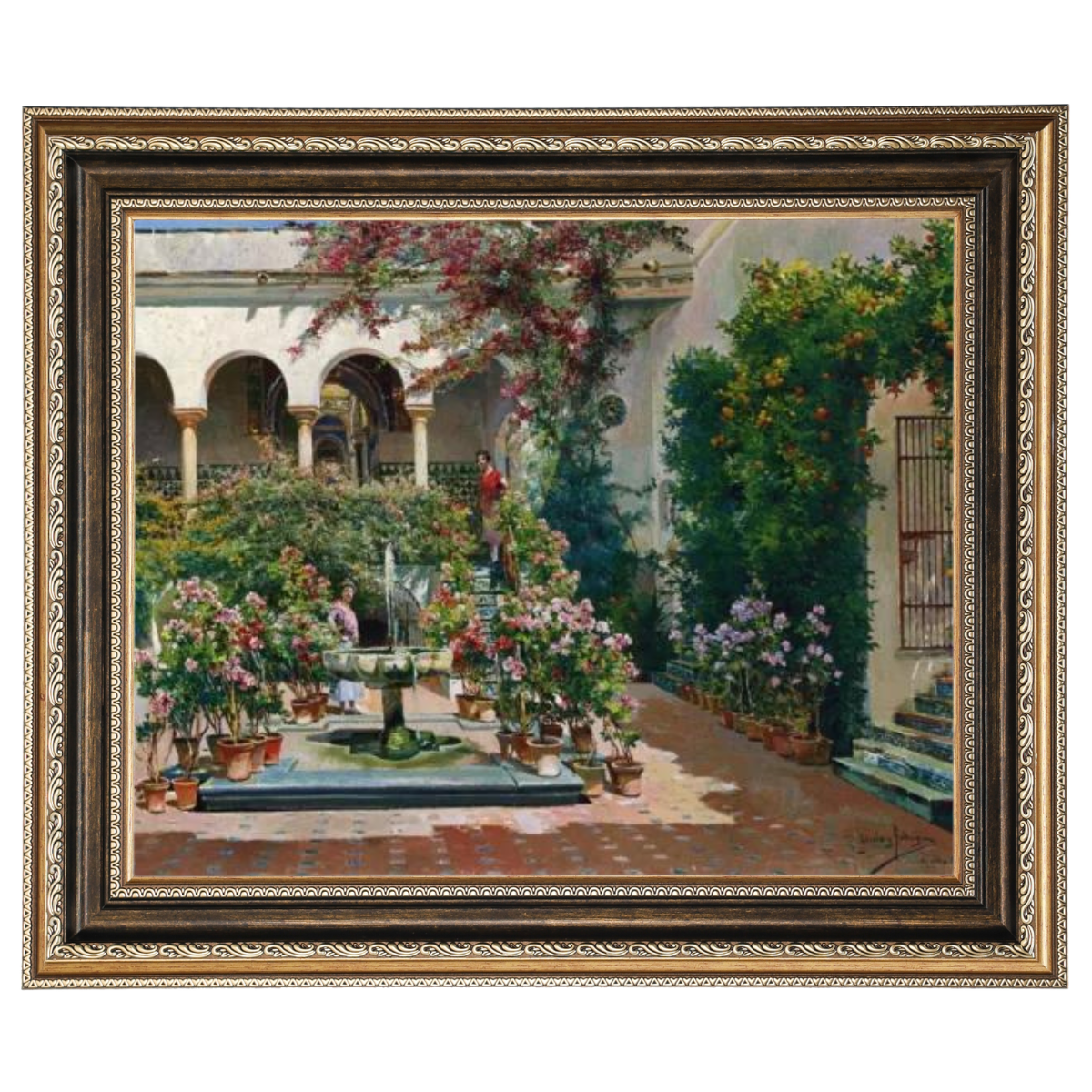 A Courtyard in Seville- Vintage Canvas Wall Art Prints Decor For Living Room