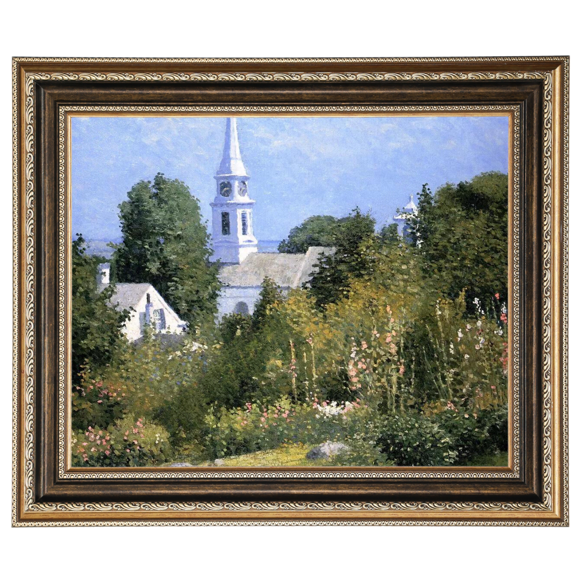 Hollyhocks Garden, Mystic, Connecticut - Country style Wall Art Prints Decor For Living Room