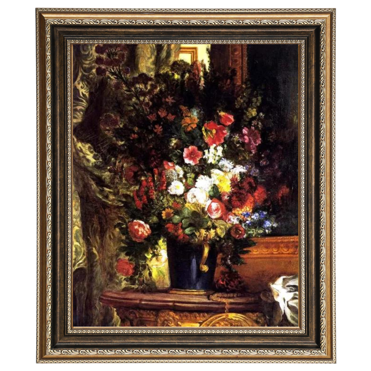 A Vase of Flowers on a Console