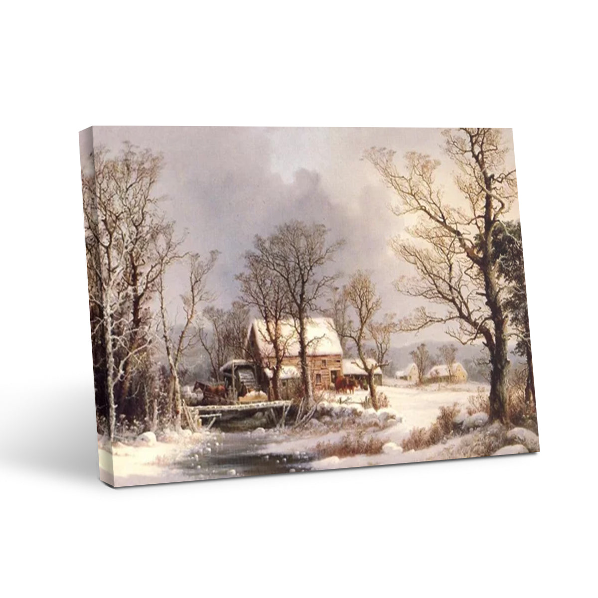 Winter in the Country, The Old Grist Mill-Vintage Wall Art Prints Decor For Living Room