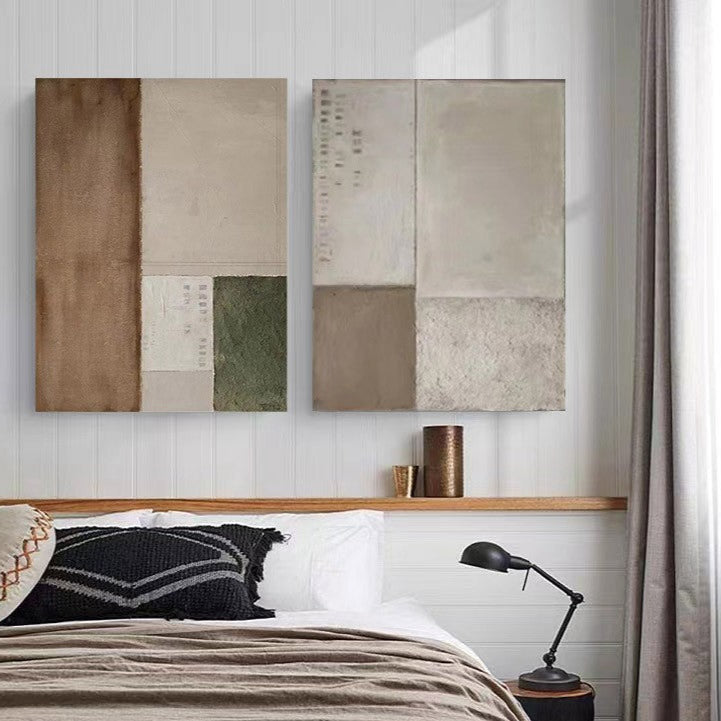 WABI-SABI Brown Grey Oil Painting Canvas Wall Art Living Room Entrance