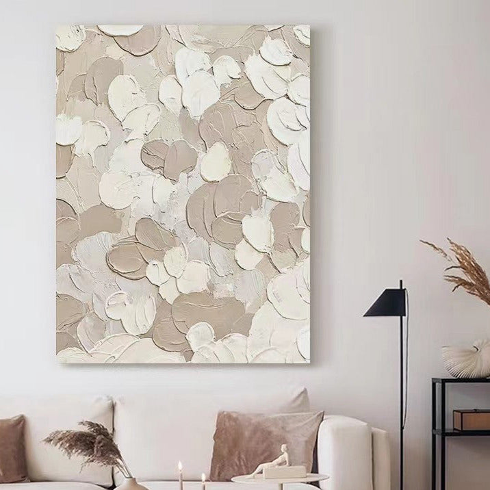 WABI-SABI Cream Gray Oil Painting Canvas Wall Art Living Room