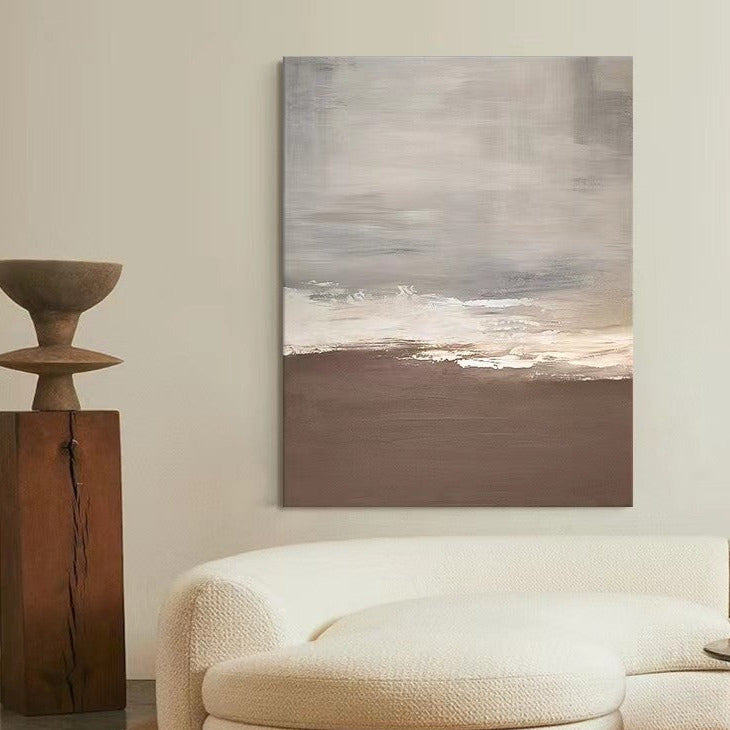 Beach & Ocean Brown Oil Painting Canvas Wall Art Entrance Living Room