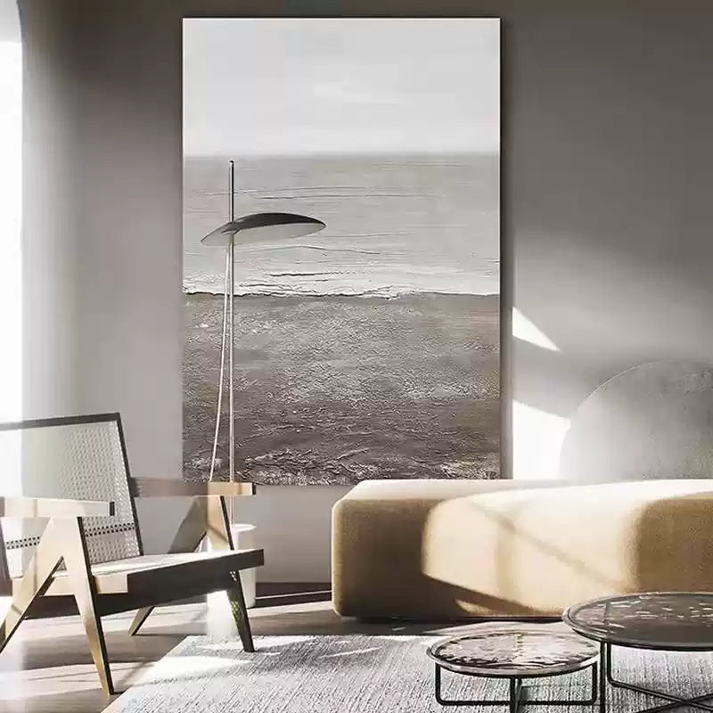 Beach & Ocean Blue Grey Oil Painting Canvas Wall Art Living Room Entrance