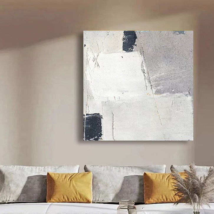 Abstract White Grey Oil Painting Canvas Wall Art Bedroom Living Room